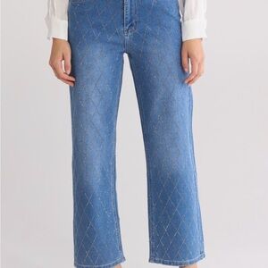 Cropped Embellished Denim Jeans